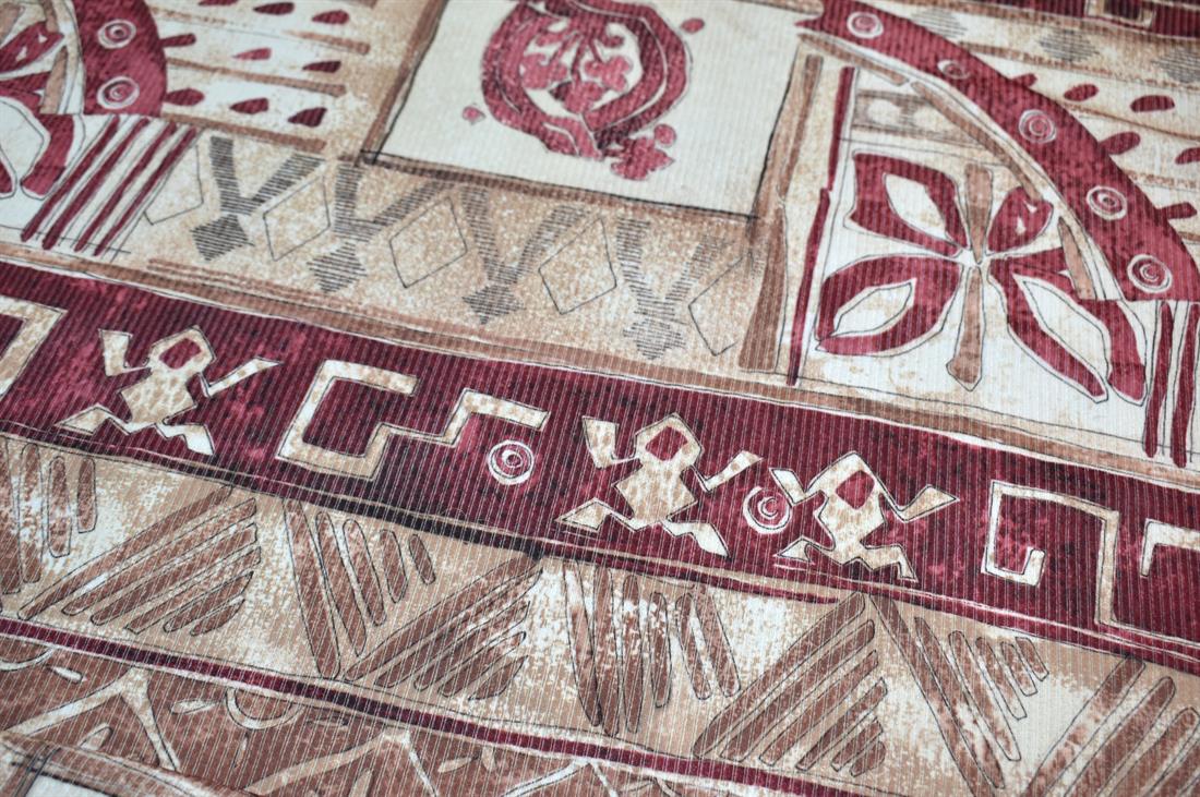 Beige & Wine Printed Polyester Jersey Fabric