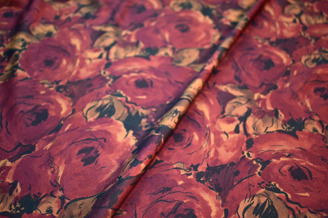 Wine Printed Polyester Jersey Fabric