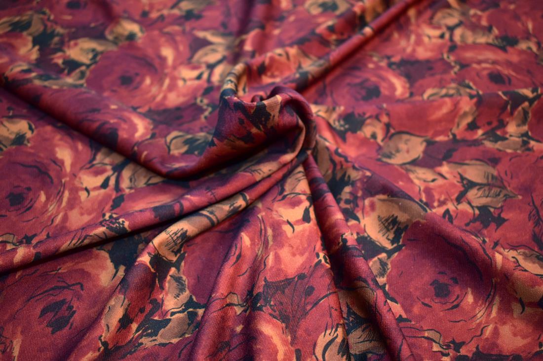 Wine Printed Polyester Jersey Fabric