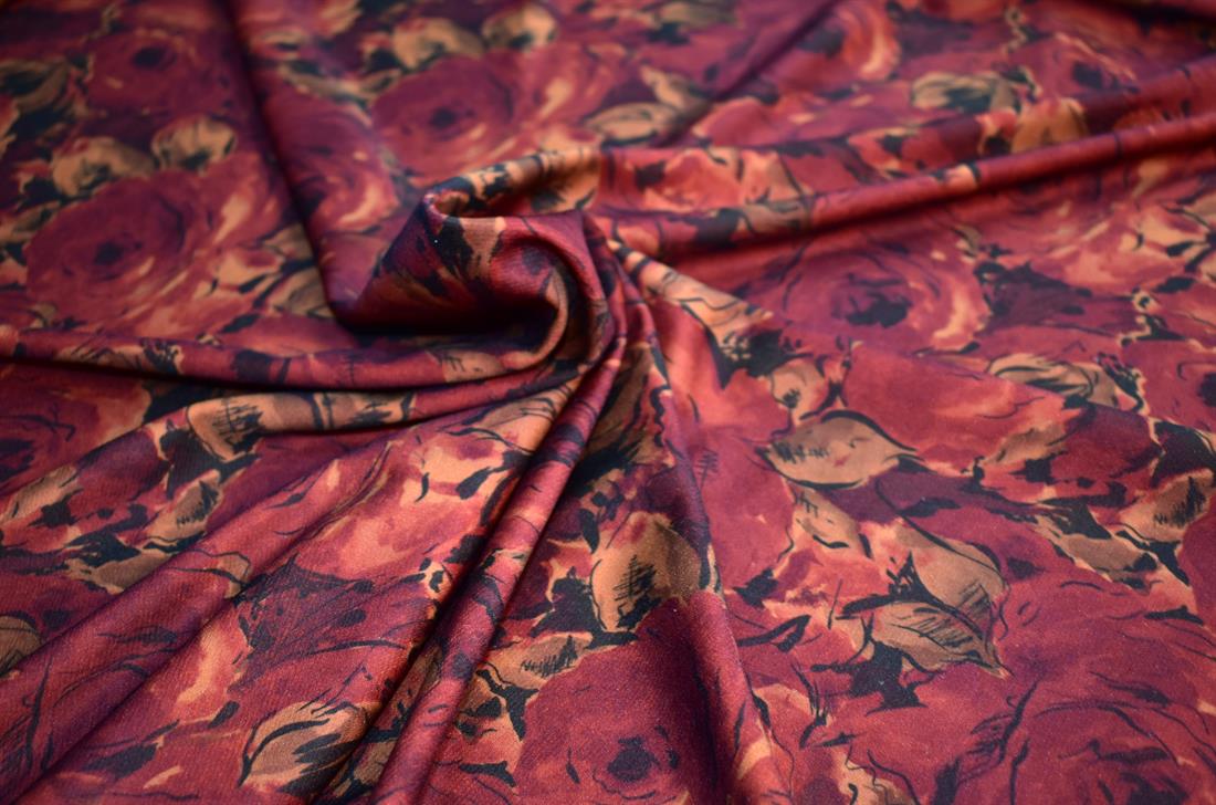 Wine Printed Polyester Jersey Fabric