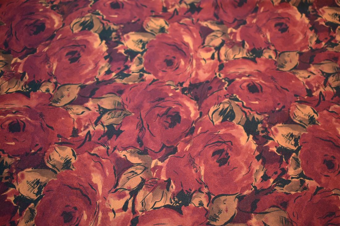 Wine Printed Polyester Jersey Fabric