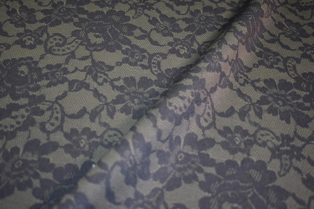 Black & Sage Printed Polyester Jersey Fabric