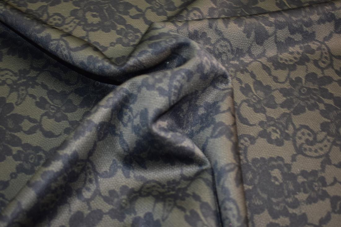 Black & Sage Printed Polyester Jersey Fabric