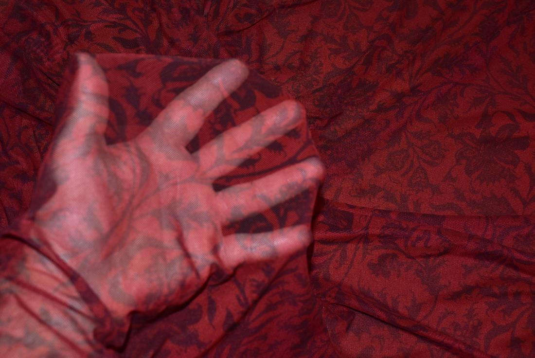 Wine Printed Polyester Mesh-Net Fabric