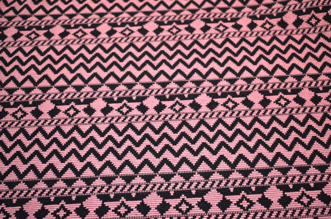 Dusky Pink & Black Printed Polyester Jersey Fabric