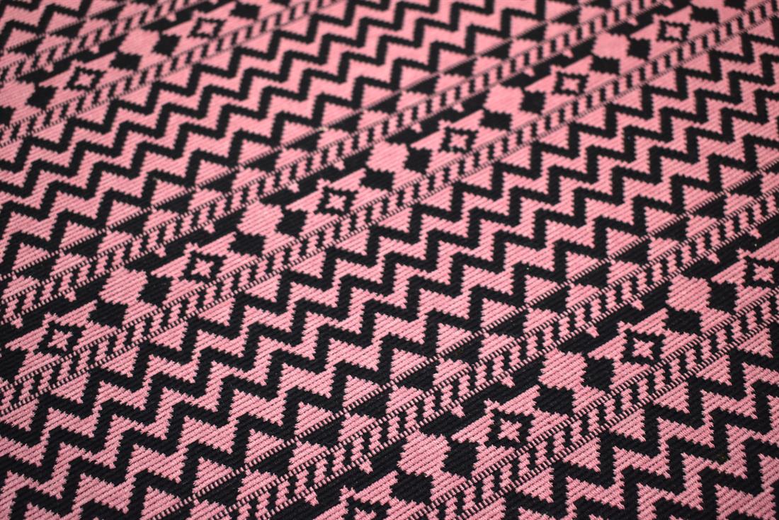 Dusky Pink & Black Printed Polyester Jersey Fabric