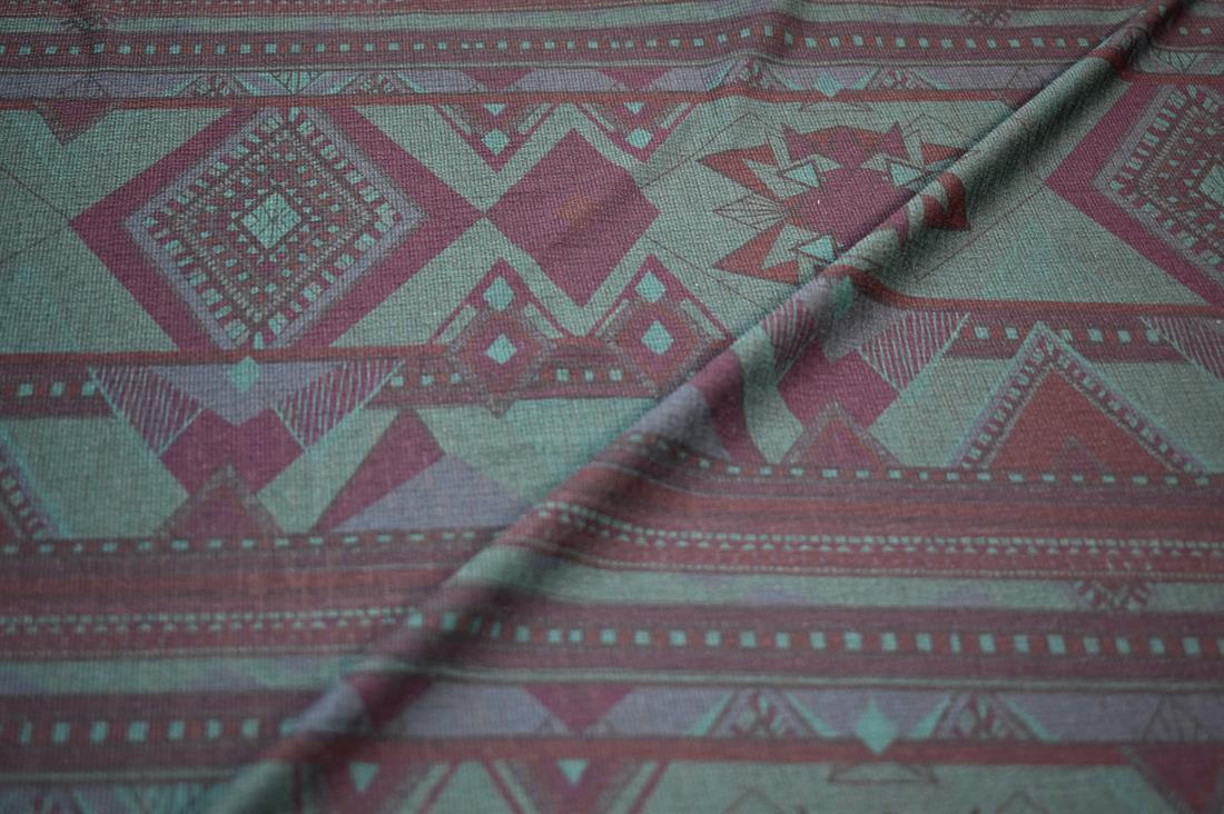 Black & Bottle Green Printed Polyester Jersey Fabric