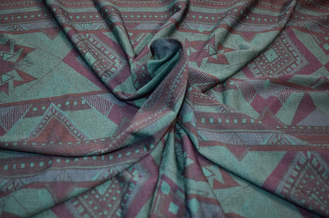 Black & Bottle Green Printed Polyester Jersey Fabric