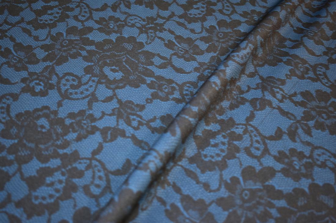 Black & Navy Printed Polyester Jersey Fabric