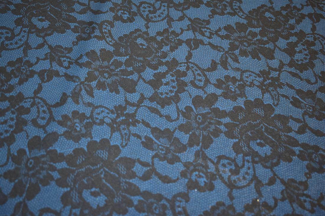Black & Navy Printed Polyester Jersey Fabric