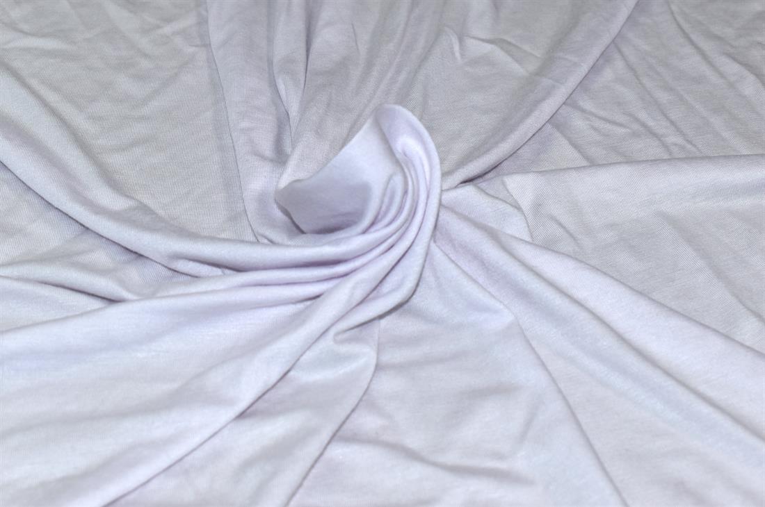 Ivory Plain Polyester Cotton Jersey Fabric