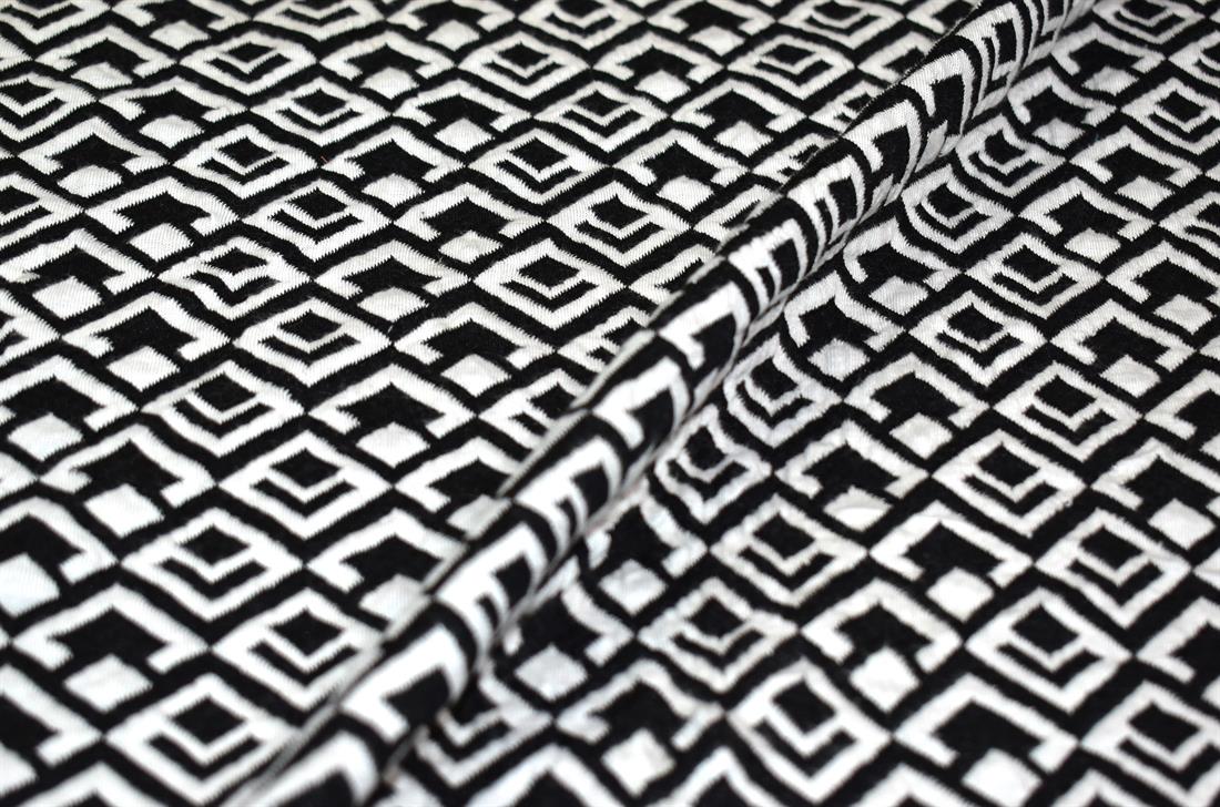 Black & White Polyester Jersey Fabric
