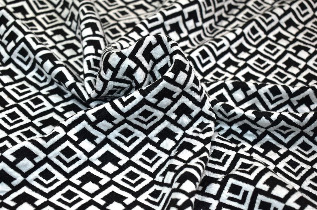 Black & White Polyester Jersey Fabric