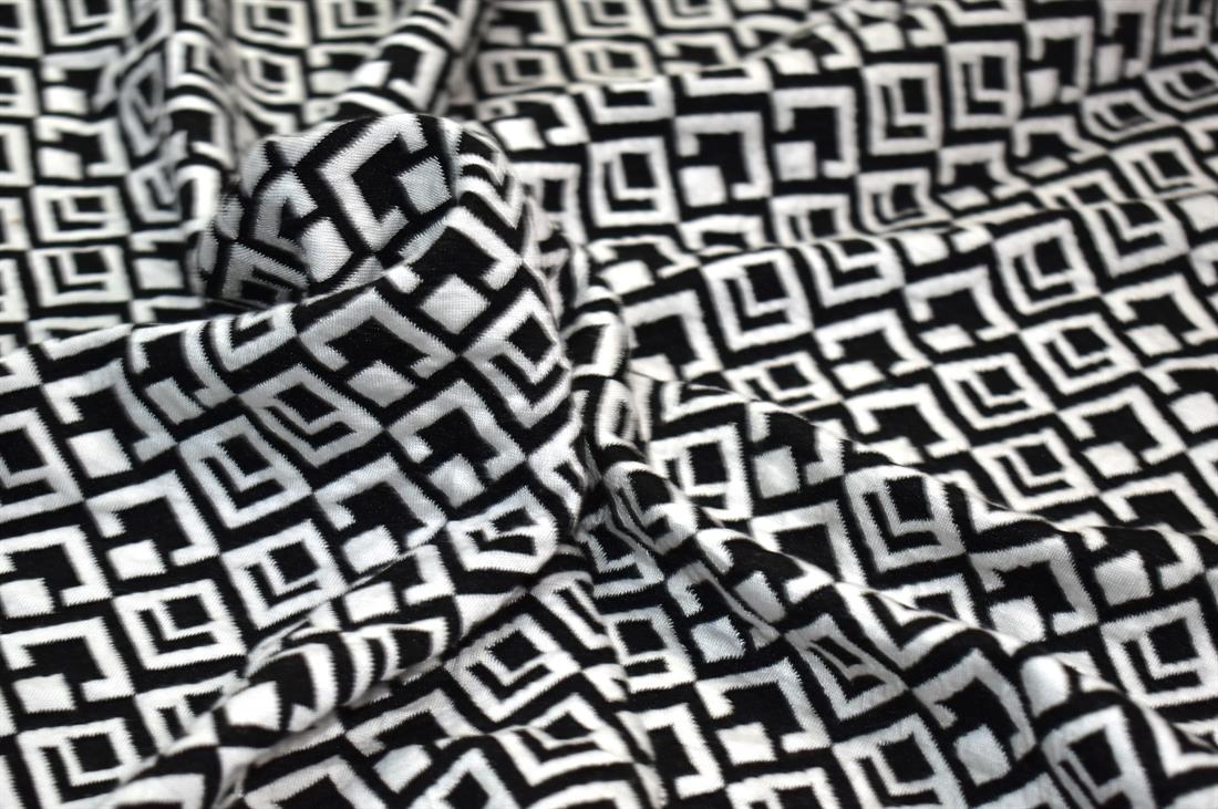 Black & White Polyester Jersey Fabric