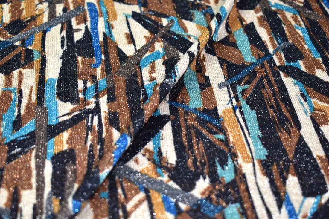Printed Polyester Sparkle Jersey Fabric