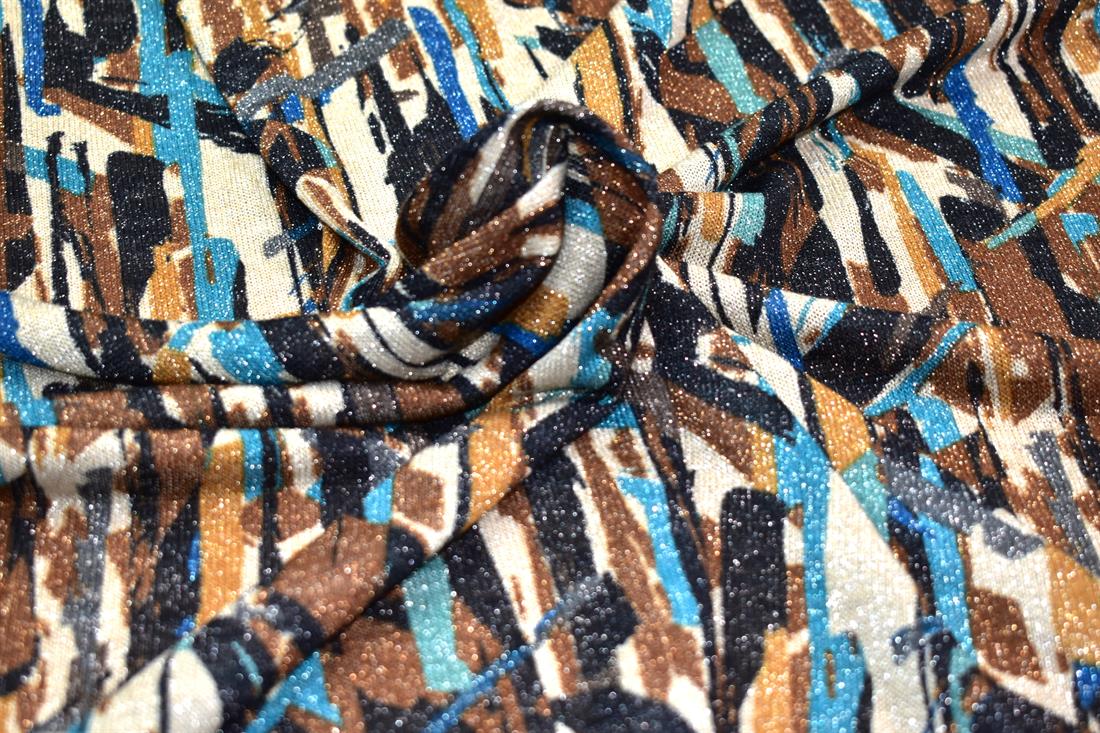 Printed Polyester Sparkle Jersey Fabric