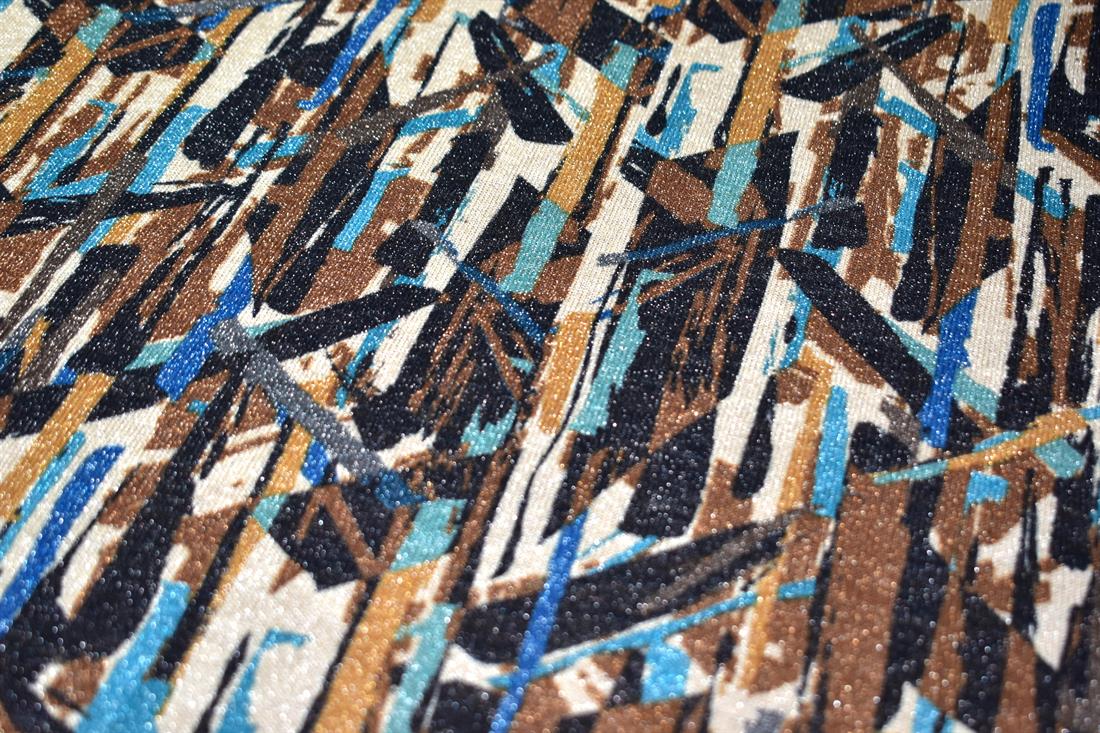 Printed Polyester Sparkle Jersey Fabric