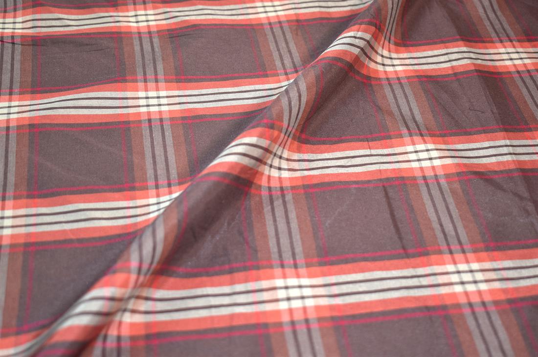 Brown Tartan Polyester Fabric