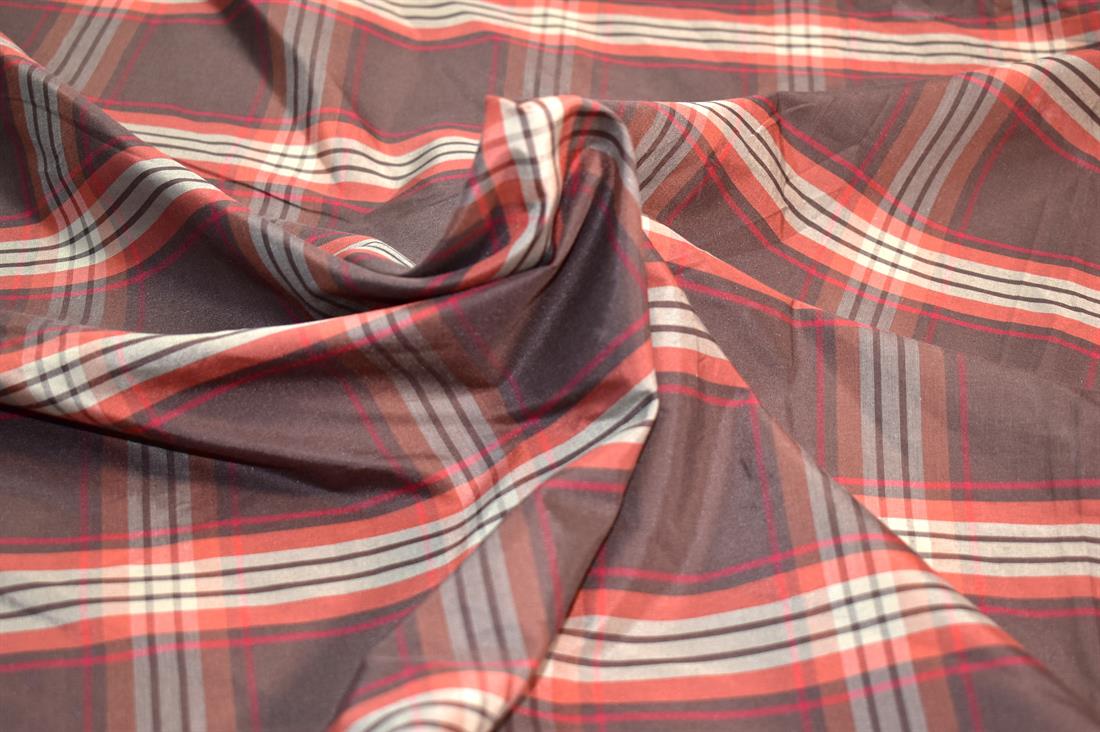 Brown Tartan Polyester Fabric