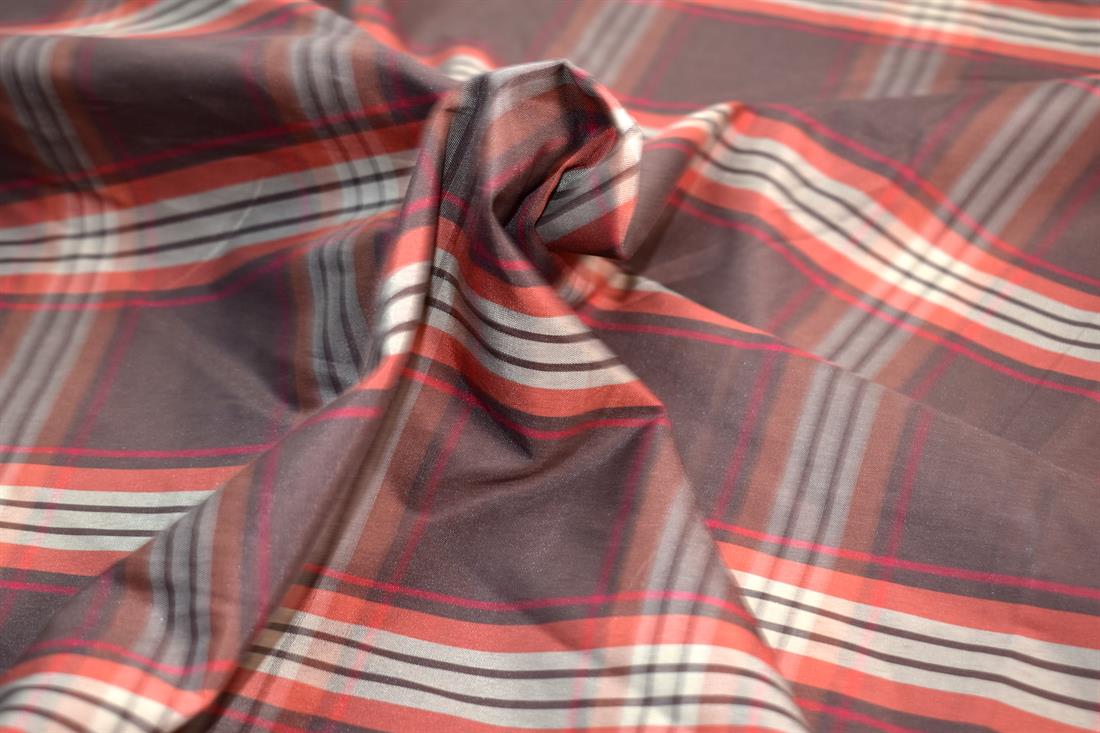 Brown Tartan Polyester Fabric