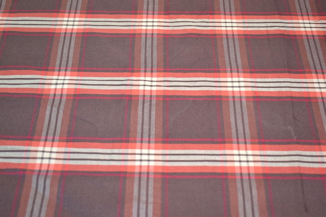 Brown Tartan Polyester Fabric