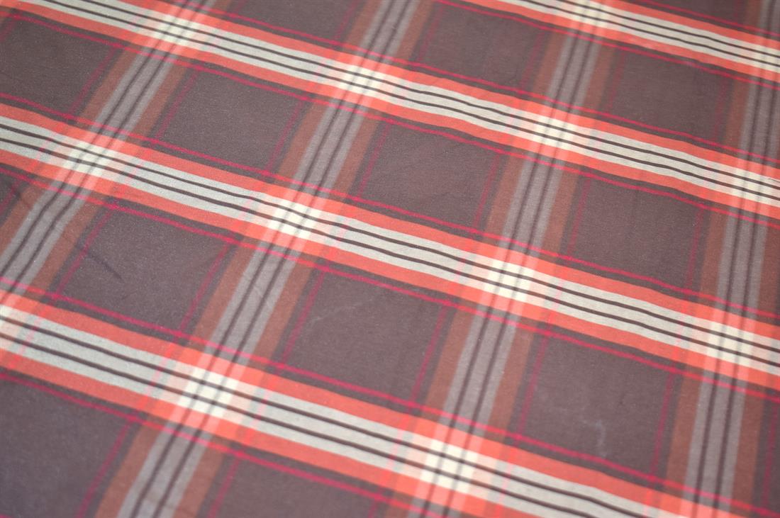 Brown Tartan Polyester Fabric