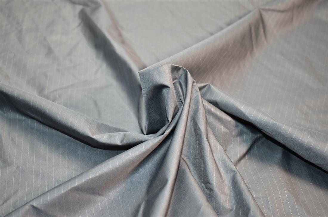 Grey Polyester Strips Taffeta Fabric