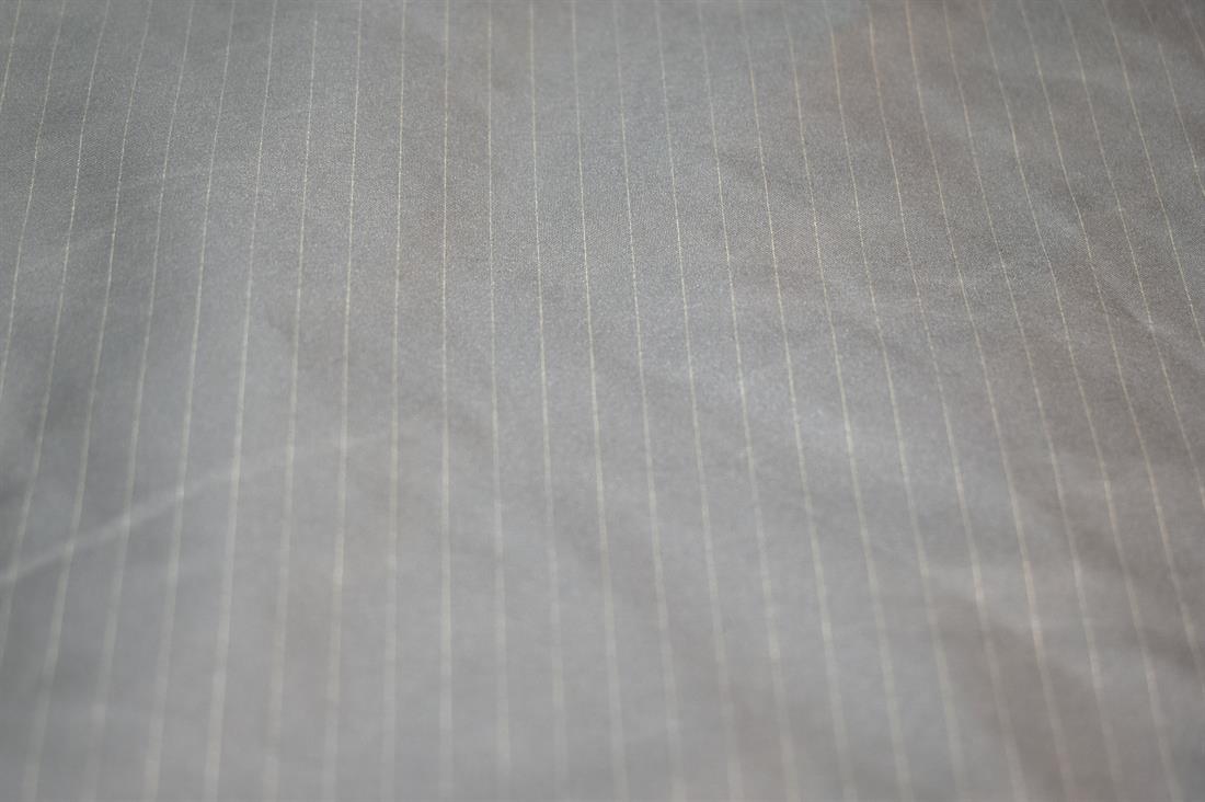 Grey Polyester Strips Taffeta Fabric