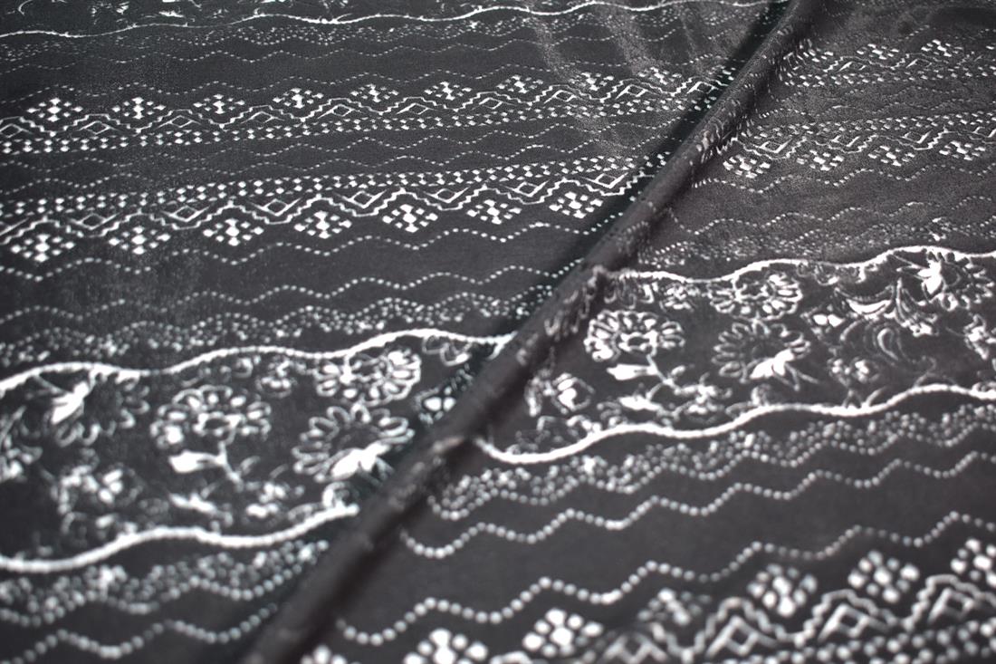 Black Embroidery Polyester Jersey Fabric