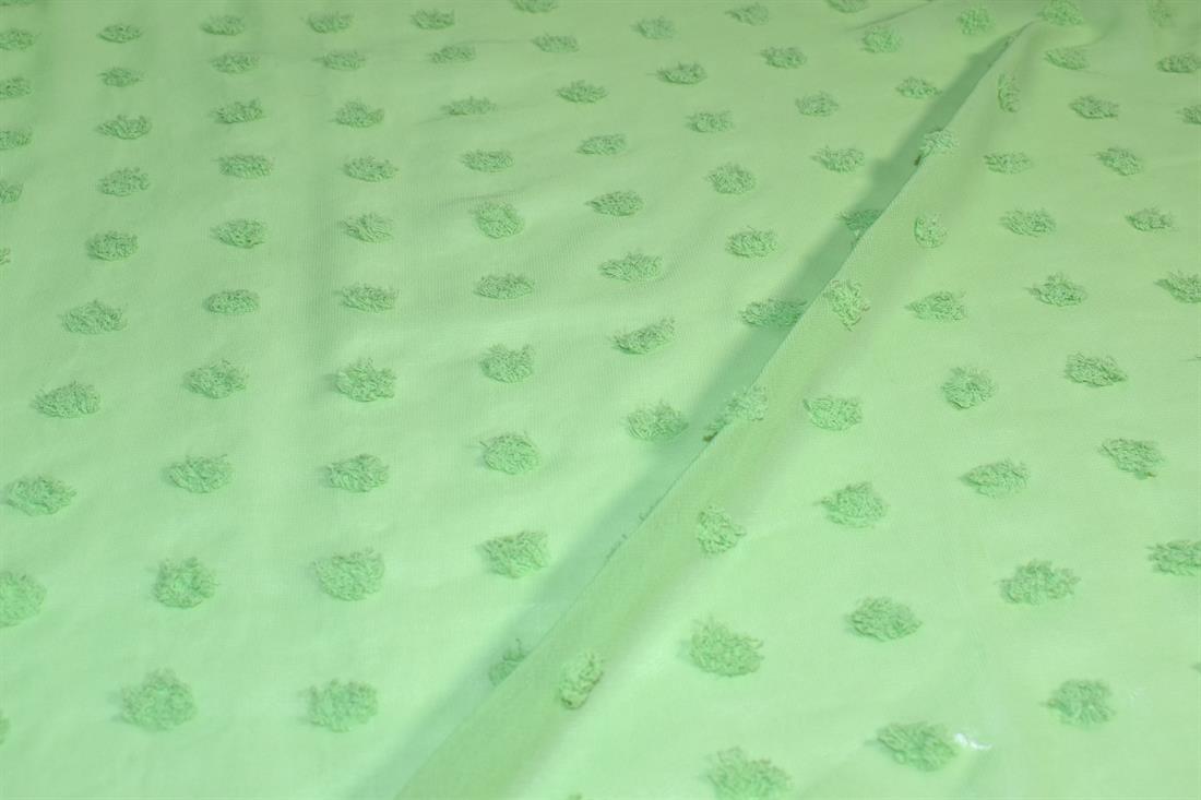 Sea Green Embroidery Polyester Chiffon Fabric