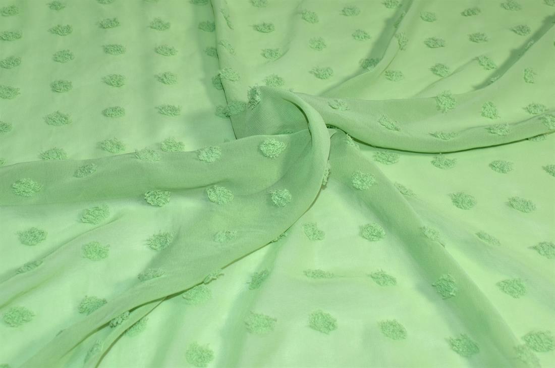 Sea Green Embroidery Polyester Chiffon Fabric