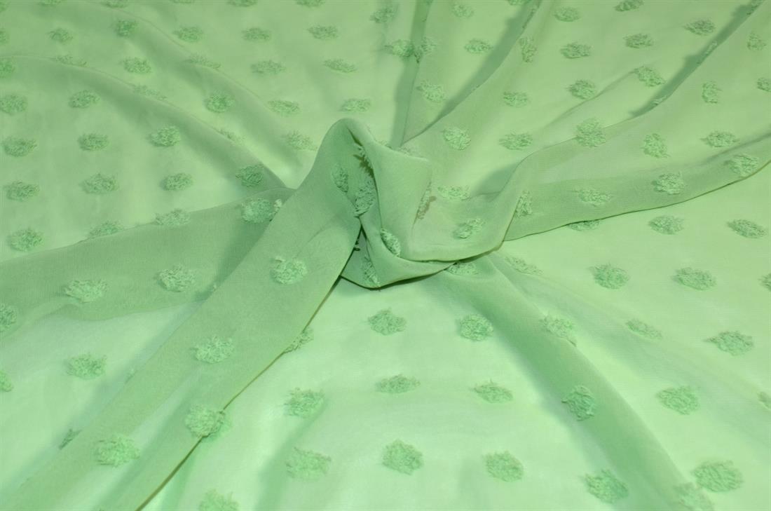 Sea Green Embroidery Polyester Chiffon Fabric