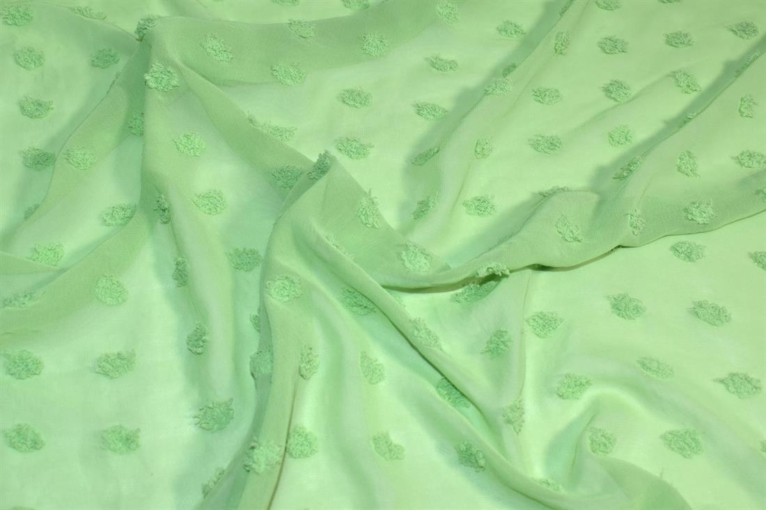 Sea Green Embroidery Polyester Chiffon Fabric