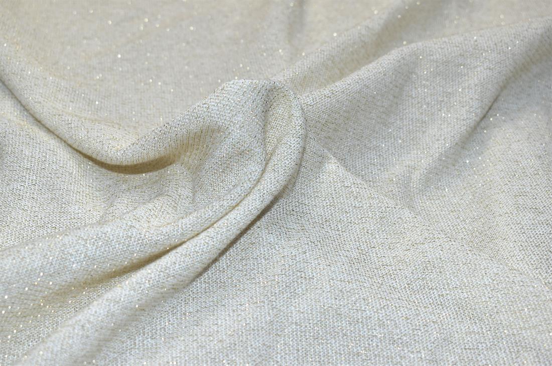 Cream Glitter Polyester Jersey Fabric