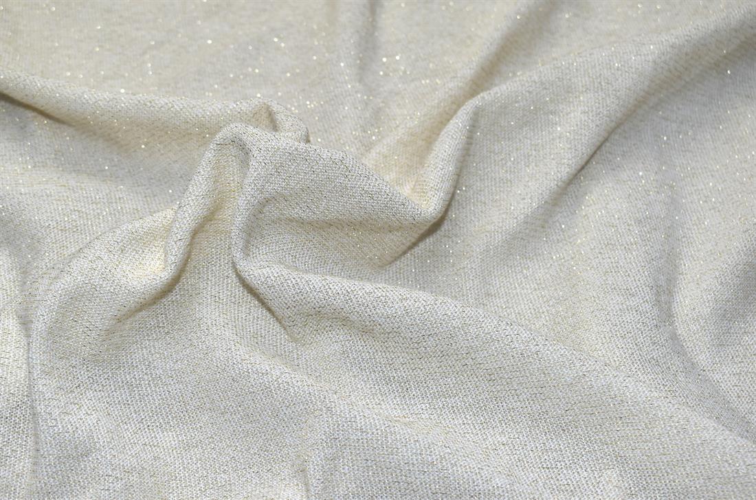 Cream Glitter Polyester Jersey Fabric