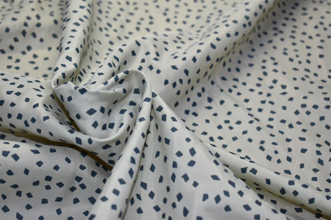 Cream & Black Printed Polyester Fabric
