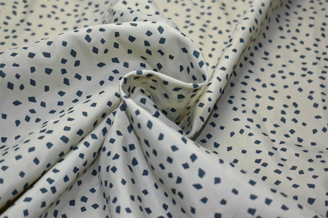 Cream & Black Printed Polyester Fabric