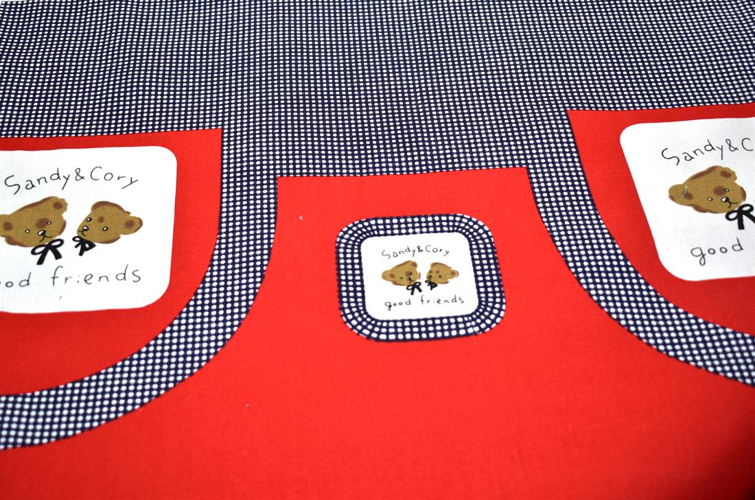 Red & Navy Printed Canvas Fabric