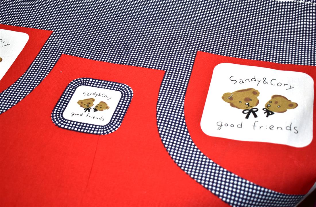 Red & Navy Printed Canvas Fabric