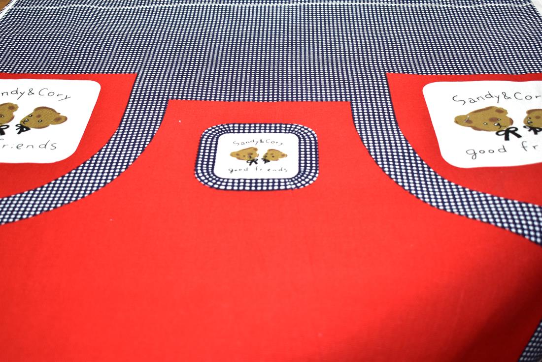 Red & Navy Printed Canvas Fabric