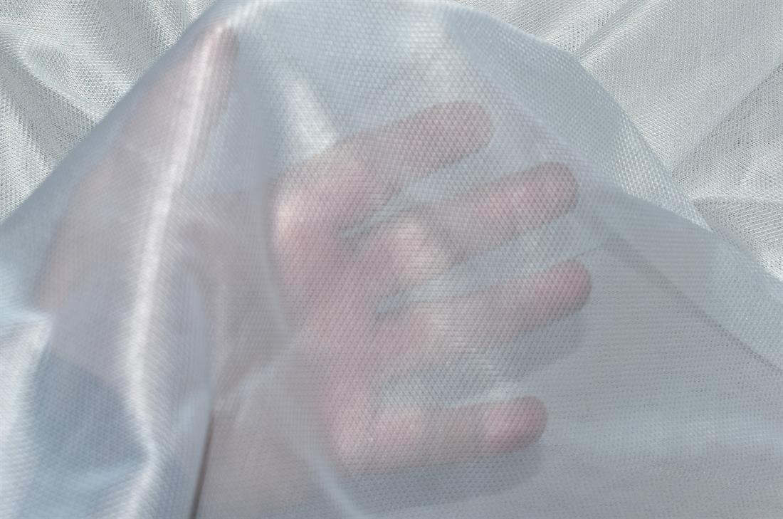 Off White Plain Polyester Net Fabric
