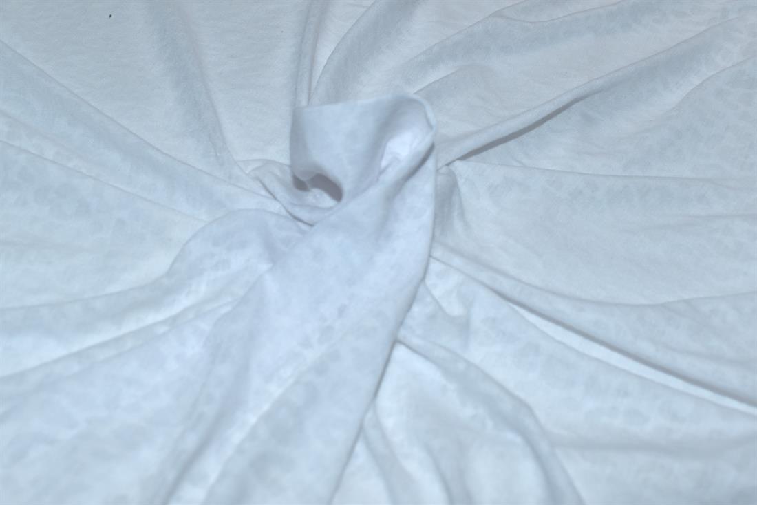 Ivory Printed Embroidery Polyester Jersey Fabric