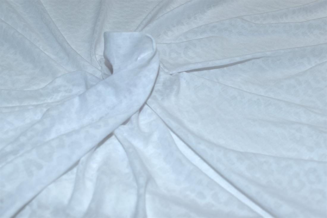 Ivory Printed Embroidery Polyester Jersey Fabric
