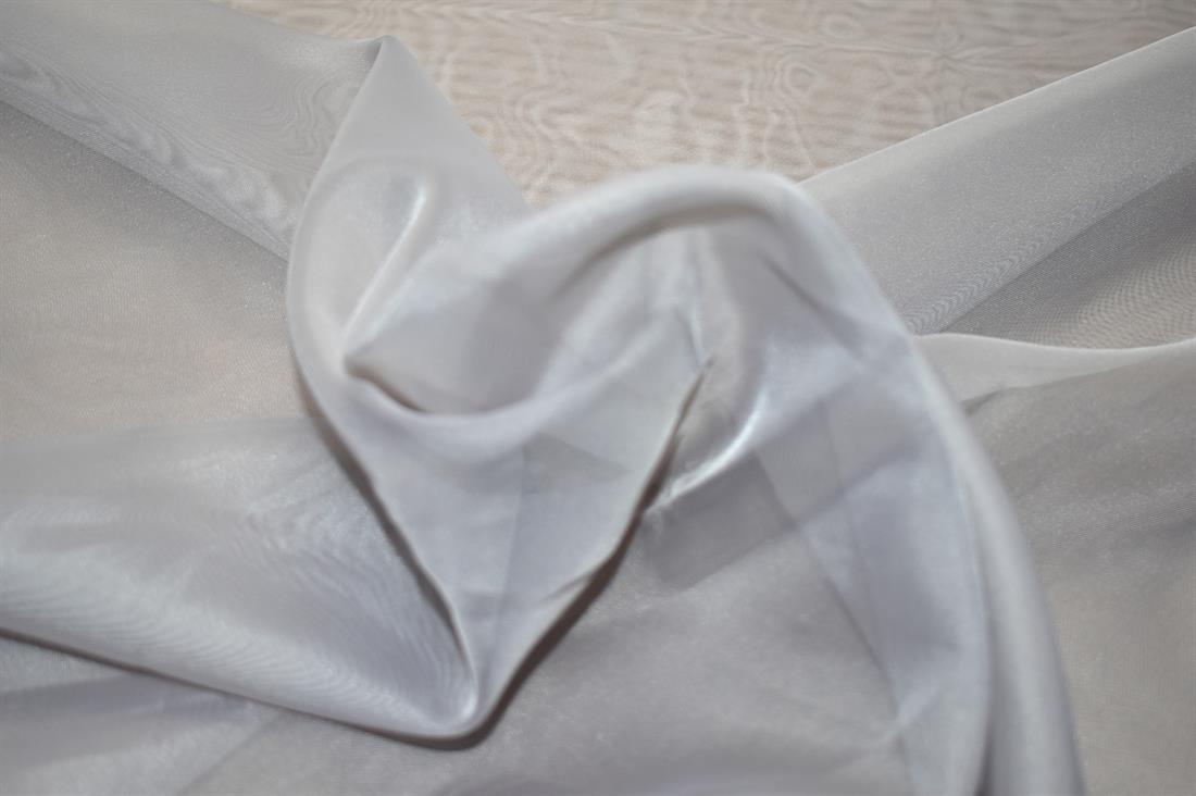 Silver & Grey Plain Polyester Chiffon Fabric
