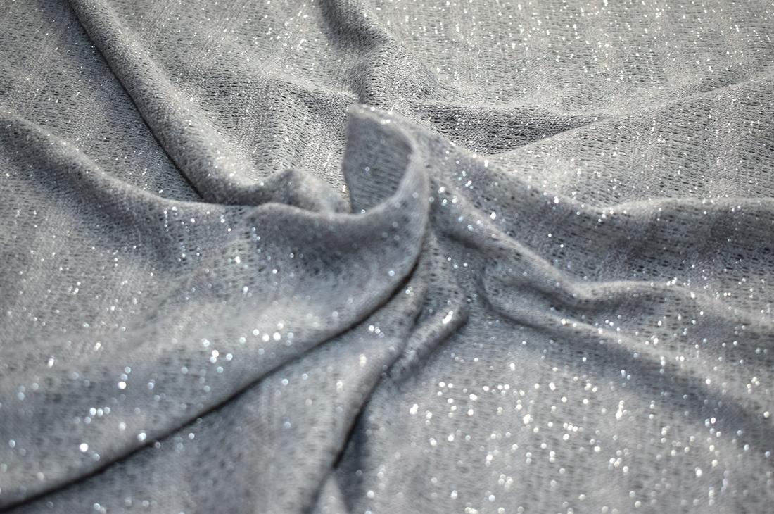 Grey Embroidery Polyester Jersey Fabric