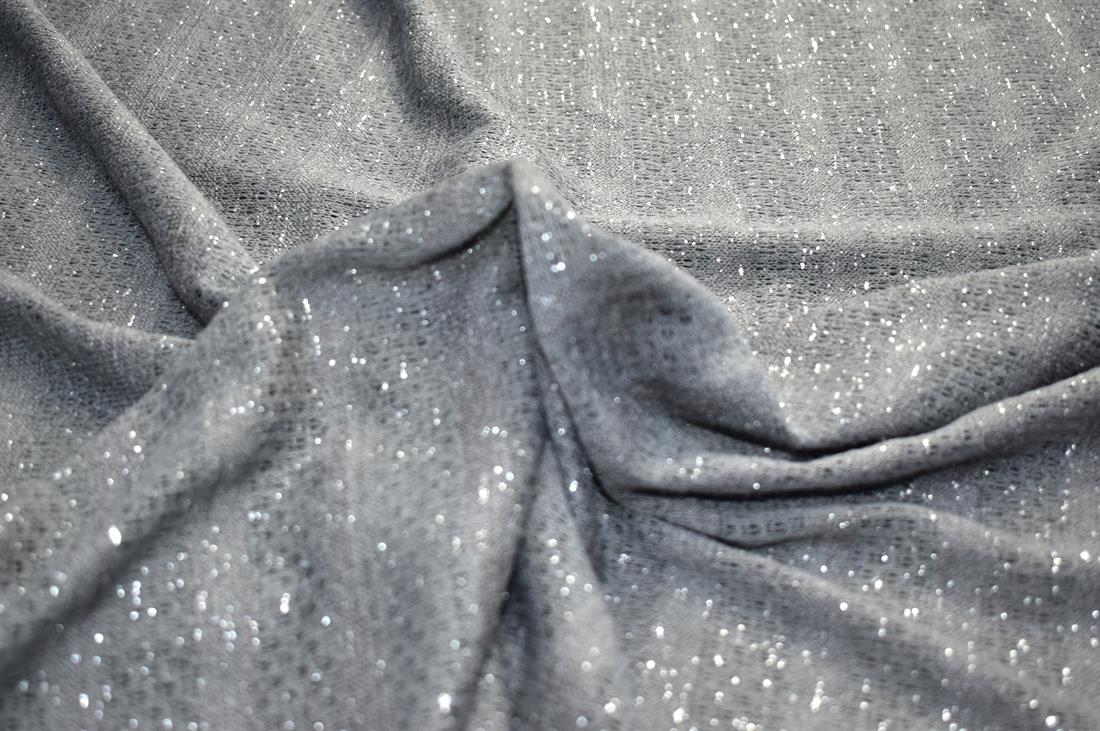 Grey Embroidery Polyester Jersey Fabric