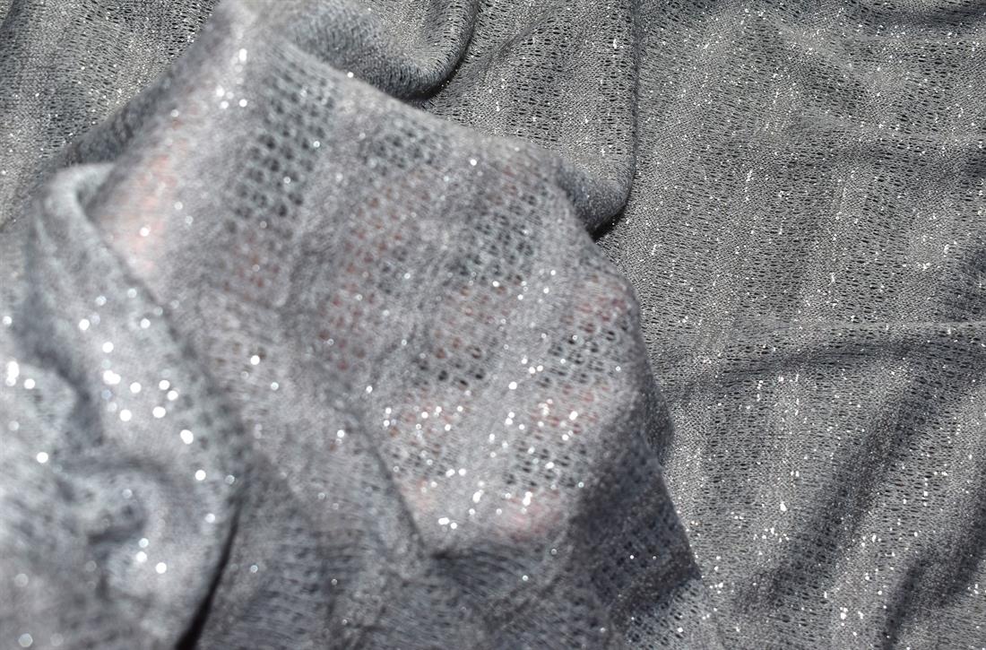 Grey Embroidery Polyester Jersey Fabric