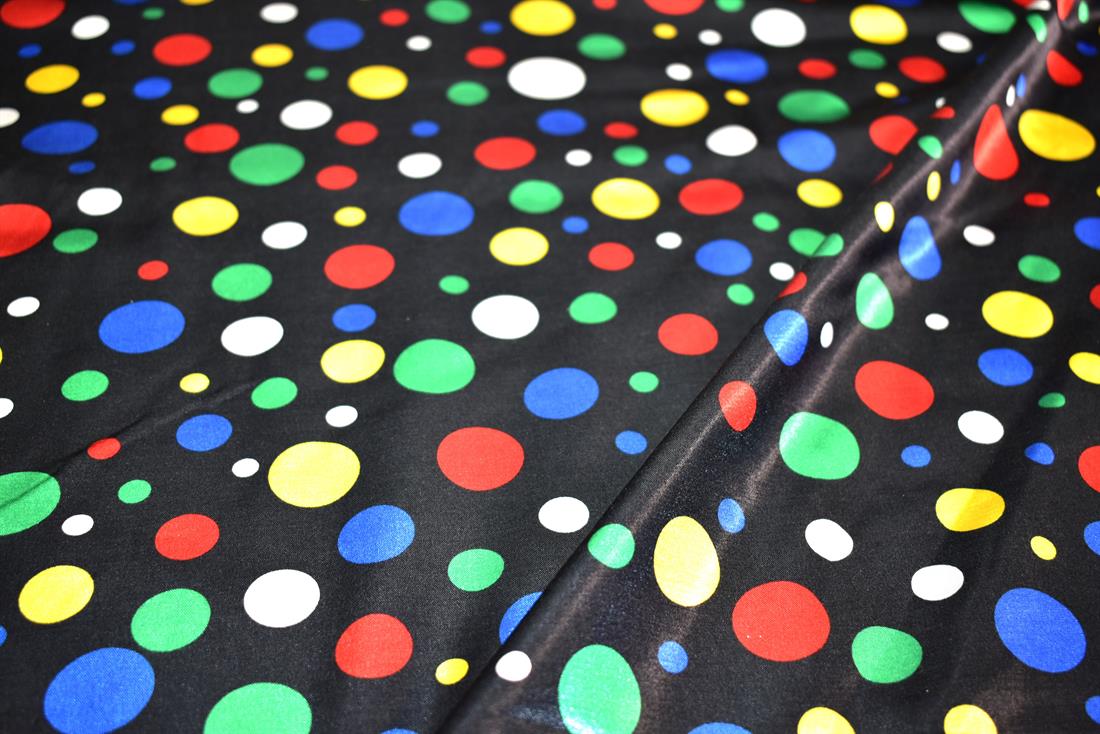 Black Spots Polyester Satin Fabric