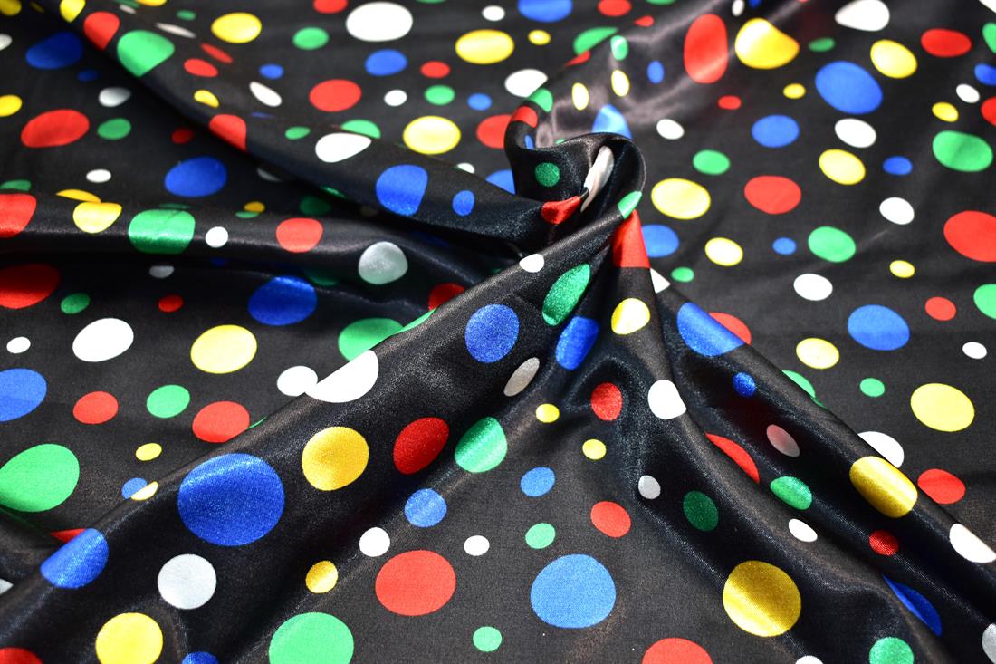 Black Spots Polyester Satin Fabric