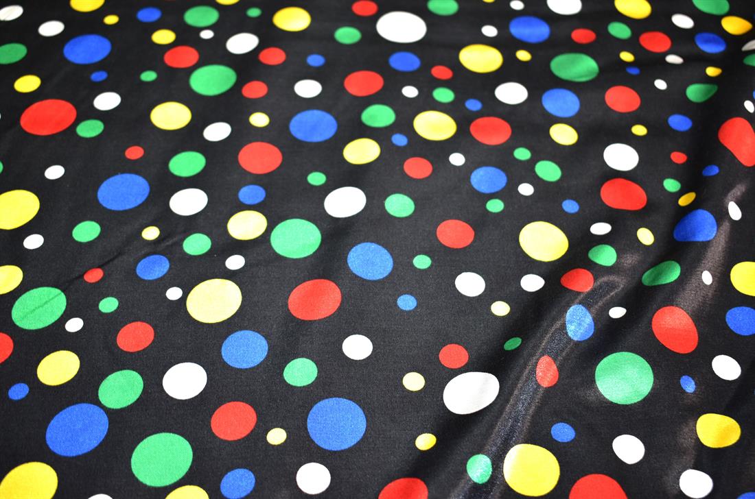 Black Spots Polyester Satin Fabric